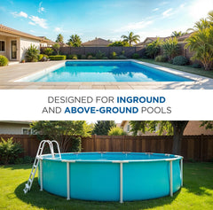 MAV AquaDoc pool starter kit bottles arranged for easy use