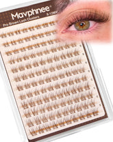 Mavphnee 8-12mm natural lash clusters in brown with CC curve for a soft daily look.