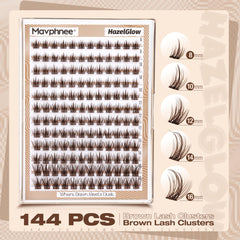 Mavphnee brown lash clusters wispy 12mm mid-lid elongated definition.