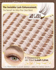 Mavphnee invisible-band lash clusters with melt-on finish for seamless lashline.
