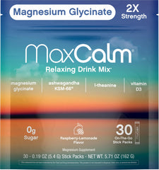 Max Calm glass with raspberry-lemonade drink showing refreshing, sugar-free enjoyment