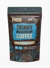 MAX FIT Skinny Mushroom Coffee tin front for smooth energy and focus.
