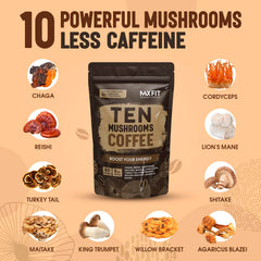 MAX FIT ten-mushroom powder blend closeup for mental clarity