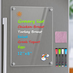 MaxGear 12x8 acrylic fridge whiteboard provides clear space for quick grocery notes