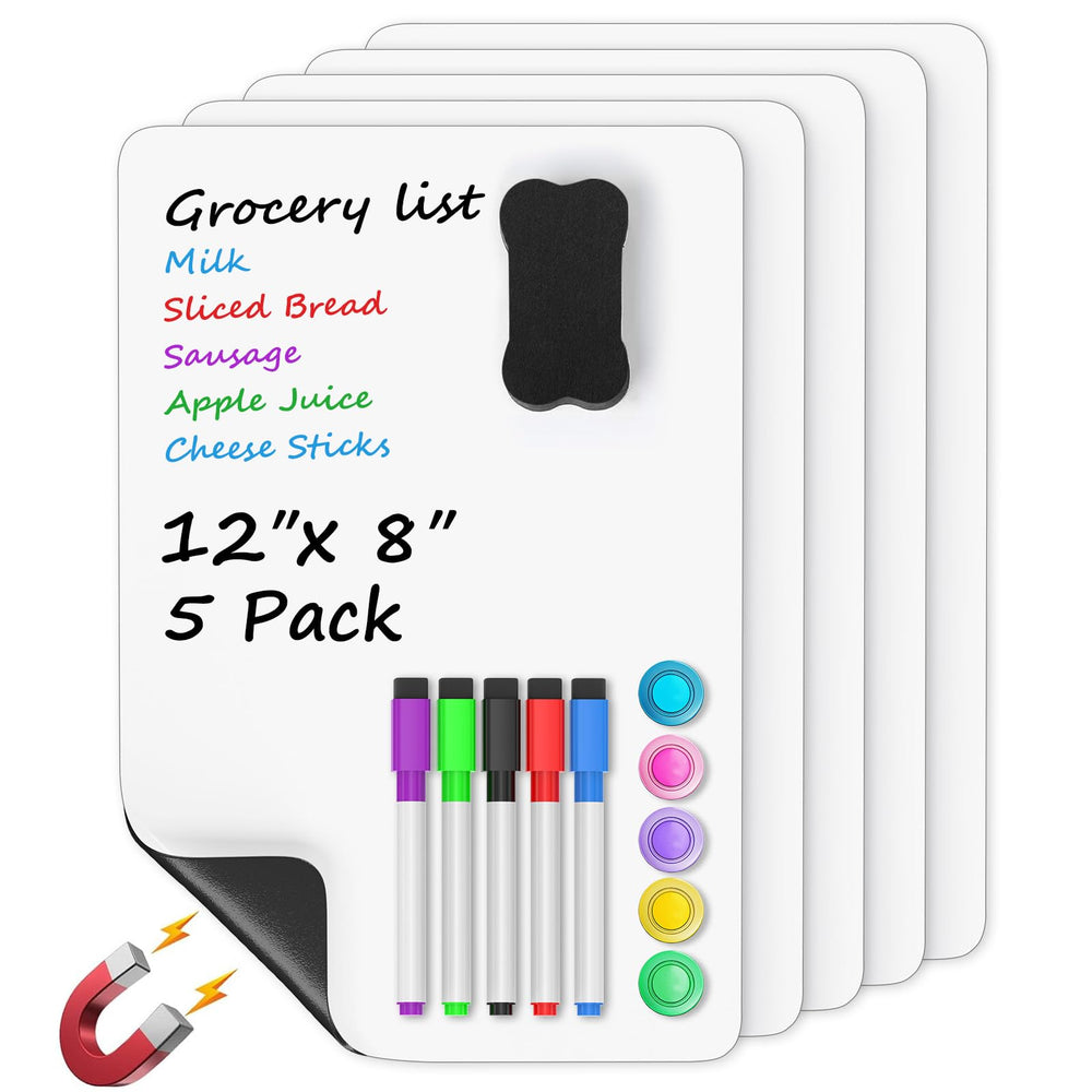 MaxGear fridge whiteboard 12x8 on a metal surface for quick notes and planning.