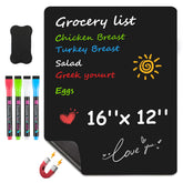 MaxGear magnetic black dry erase board attached to fridge for organized lists