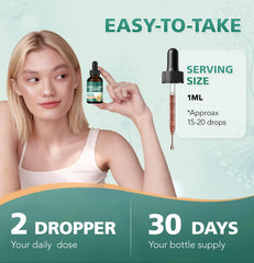 MaxHemp Liposomal Lymphatic Drainage Drops pour shown with glass for easy, controlled dosing.