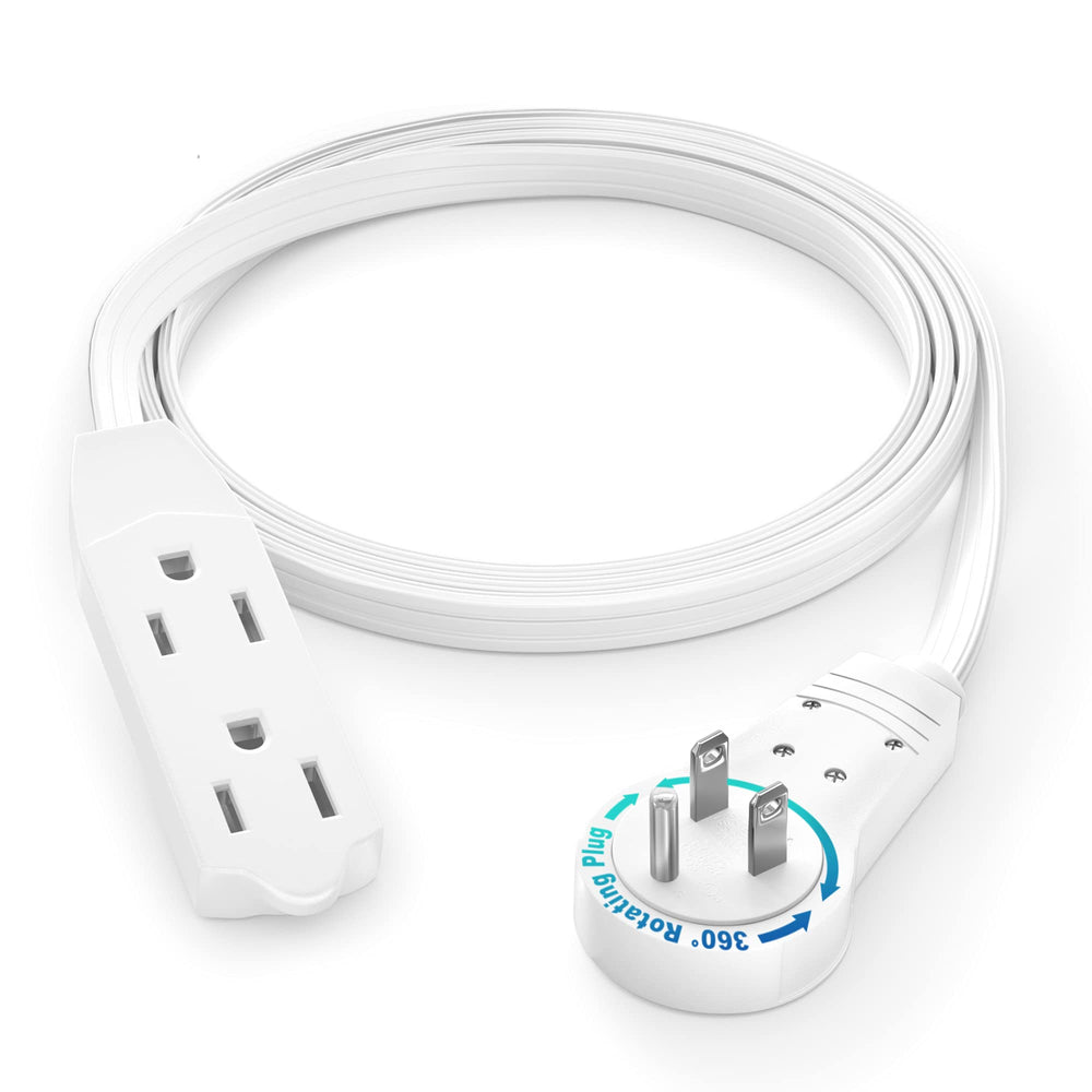 Maximm 3ft rotating flat plug extension cord full view showing space-saving design.