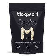 Maxpearl wax beads create a creamy film for gentle facial hair removal.