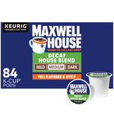 Maxwell House Decaf House Blend pod close-up showing smooth aroma.