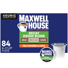 Maxwell House Decaf House Blend pod close-up showing smooth aroma.