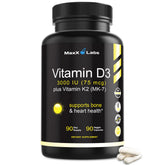 MaxX Labs Vitamin D3 K2 3000IU bottle for daily bone and immune support