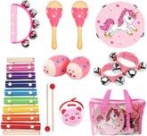 MAXZONE 12-piece wooden musical instrument set for kids encouraging creativity and rhythm