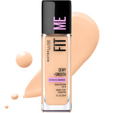 Maybelline Fit Me Dewy Smooth foundation bottle shows a natural luminous finish for dry to normal skin