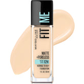 Maybelline Fit Me Matte + Poreless bottle front showing oil-free natural matte finish