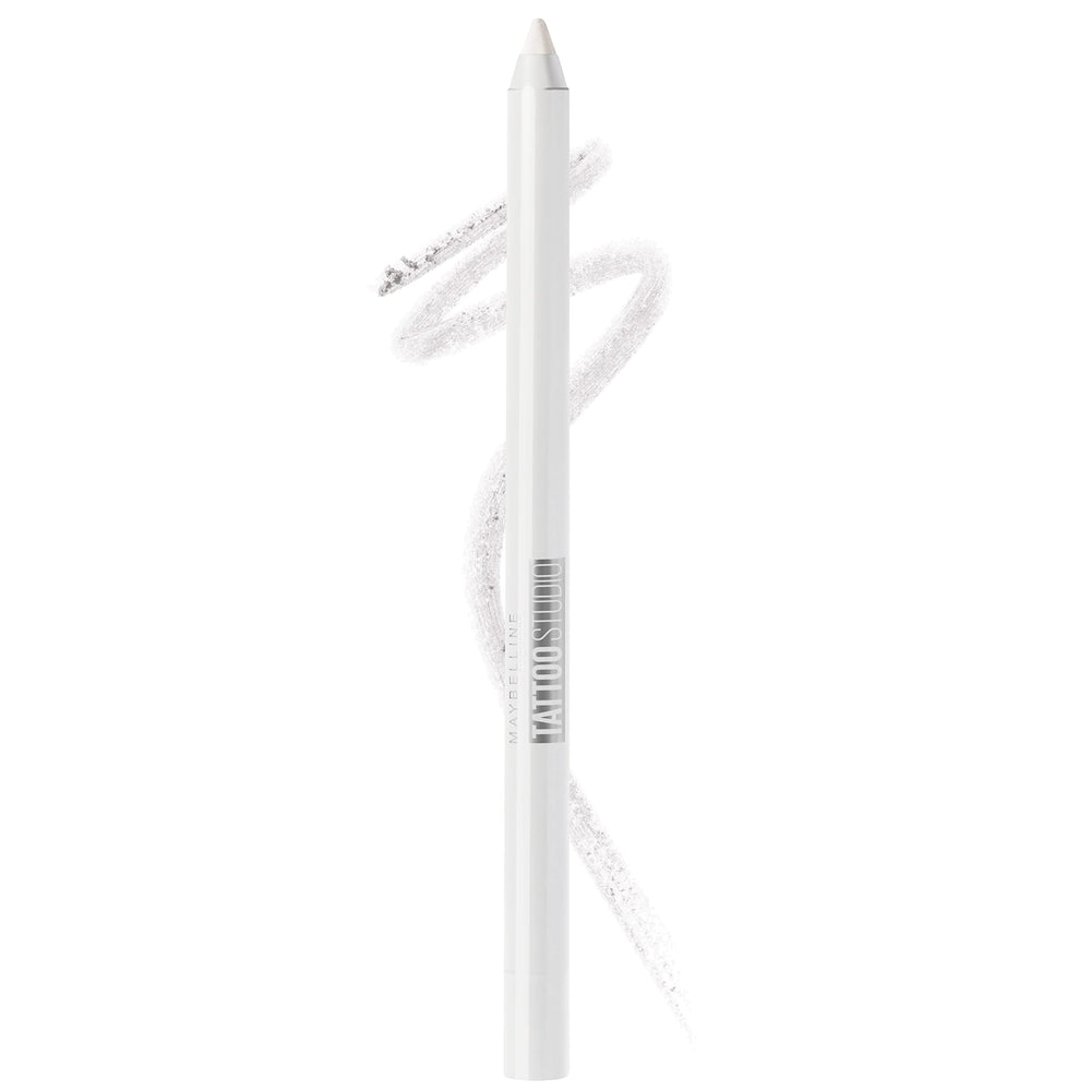 Maybelline TattooStudio polished white pencil closeup for crisp waterline definition