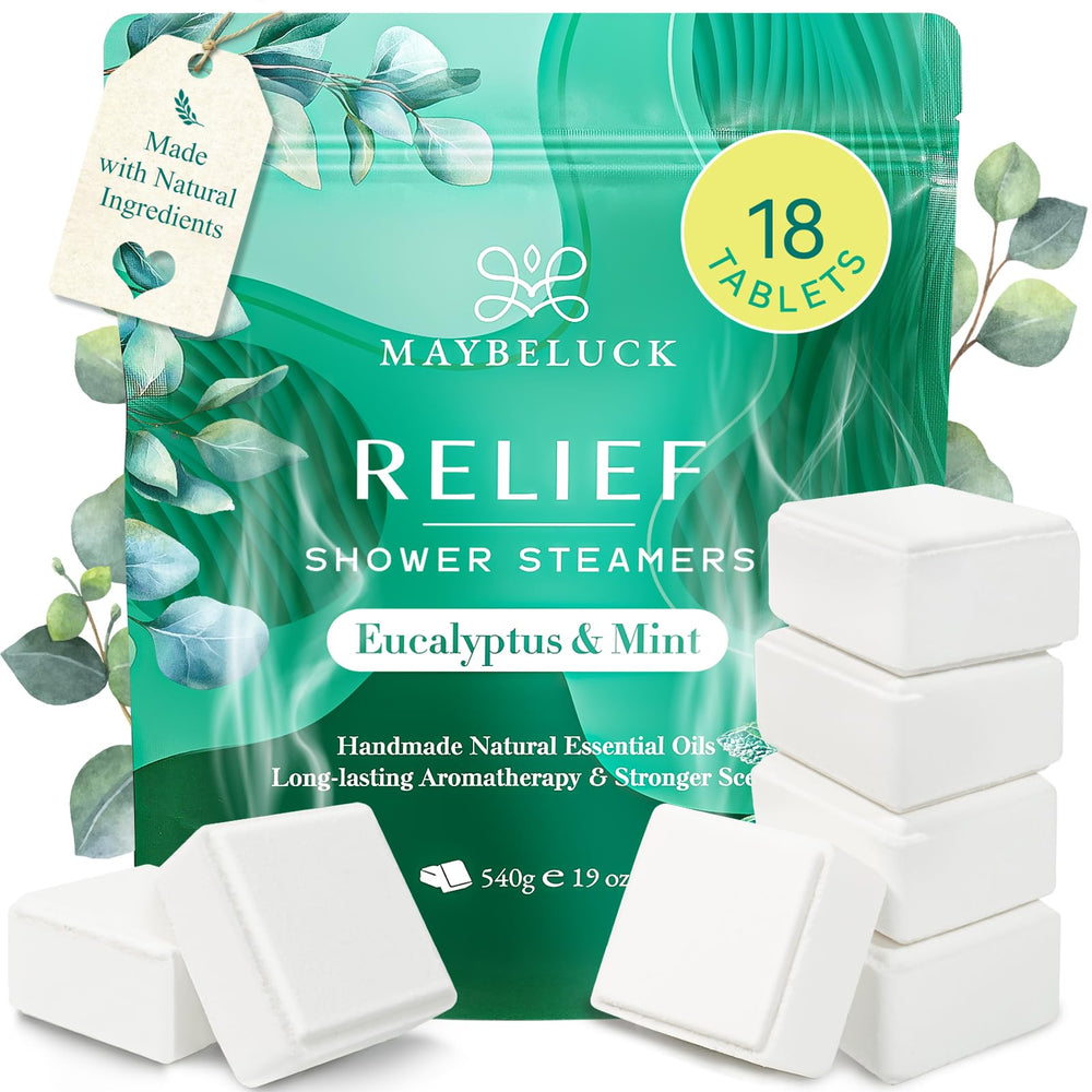 Maybeluck shower steamers eucalyptus mint—18-pack for spa-like shower refreshment.