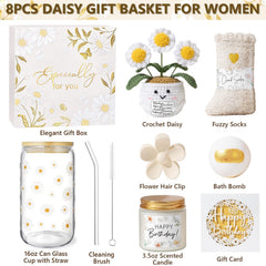 MAYICIVO daisy glass cup with lid, durable and versatile for beverages.