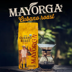 Mayorga Cubano Roast ground coffee showcases syrupy smokiness and aroma
