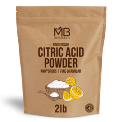 MB Herbals Citric Acid Powder 2lb in a scoop, ideal as a food preservative and flavor enhancer
