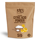 MB Herbals citric acid powder 5lb packaging, pure food-grade preservative for tartness and flavor balance.