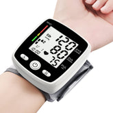 MBUPAI blood pressure monitor wrist display with clear digits for easy at-home readings.