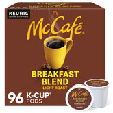 McCafé Breakfast Blend box highlights a bright light roast with citrus aroma for mornings