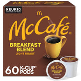 McCafé Breakfast Blend box front highlights a bright light roast for a bright start