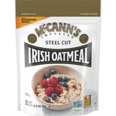 McCann's Irish Oatmeal packaging in a 28 oz bag for pantry staple.
