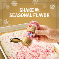 McCormick Candy Cane Finishing Sugar on chocolate bark for festive color