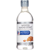 McCormick Culinary imitation almond extract bottle front, ready to boost pastries and desserts.