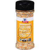 McCormick Everything Bagel All-Purpose Seasoning jar on a kitchen counter for quick flavor.