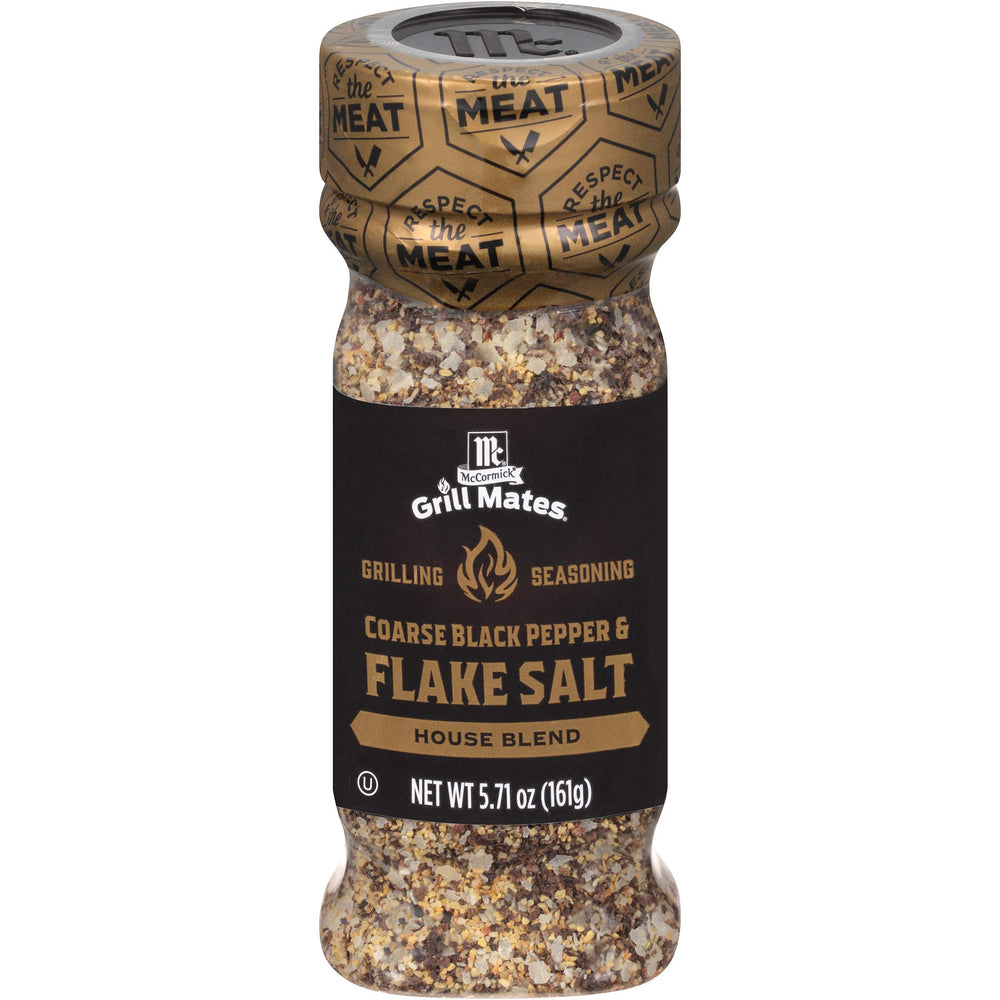 McCormick Grill Mates coarse pepper and flake salt bottle ready for grilling