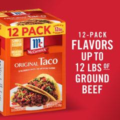McCormick Original Taco Seasoning Mix pour spoon close-up for easy seasoning