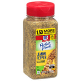 McCormick Perfect Pinch Lemon Pepper bottle for bright seafood seasoning and quick flavor boost