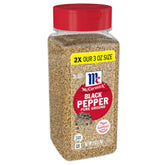 McCormick Pure Ground Black Pepper canister adds earthy heat to grilled meats