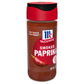 McCormick Smoked Paprika jar front highlighting smoky flavor and vibrant color.