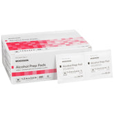 McKesson alcohol prep pads 200-pack for quick skin cleansing before injections