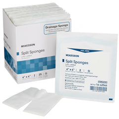 McKesson drainage sponges 4x4 inch with pre-slit design for easy tube placement