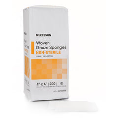 McKesson gauze pads 4x4 inch, highly absorbent 12-ply for wound care.