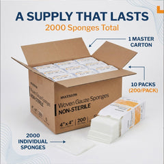 McKesson gauze pads, ultra-soft low-lint for sensitive skin.