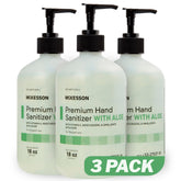 McKesson hand sanitizer with aloe 18oz pump bottle shown for quick, moisturizing cleansing