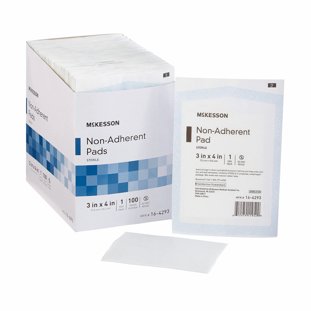 McKesson non-adherent pads 3x4 inch offer painless removal for sensitive wounds
