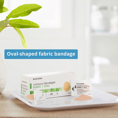 Sterile packaging image from McKesson bandages, emphasizing cleanliness.