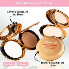 MCoBeauty Miracle Flawless powder swatch shows natural blend.
