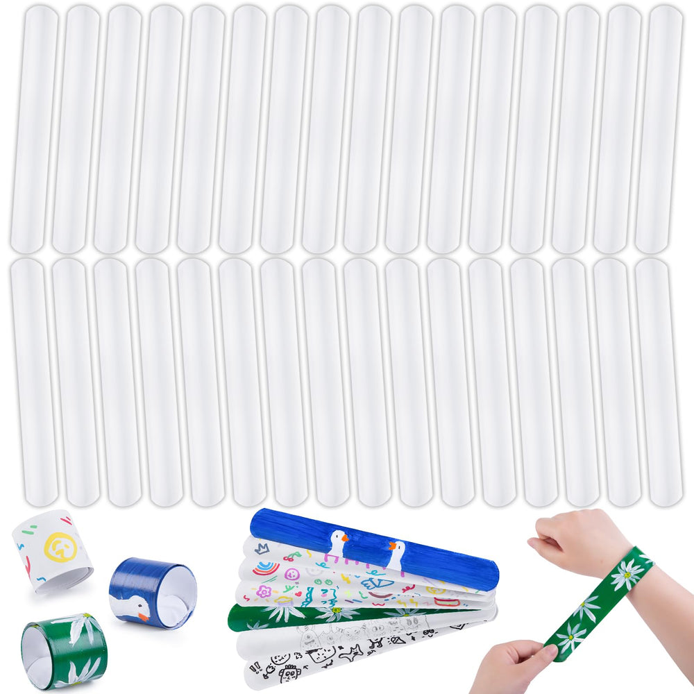 MCPINKY white slap bracelets ready for kids to color and customize.