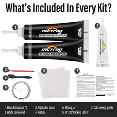 MCTRHG leather repair kit color matching guides for various shades.