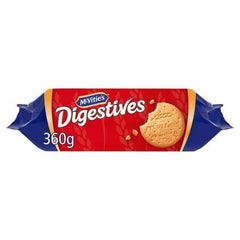 McVitie's Digestive Biscuits Original golden-baked texture on a plate.