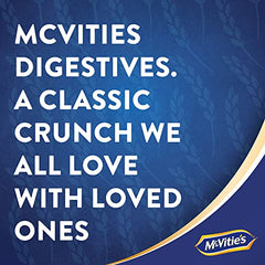 McVitie's Digestives Original golden-brown bake close-up, signature wheat flavor for snacking.
