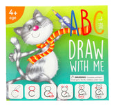 MD CREATIVE drawing with alphabet tracing set box shows organized learning activity for handwriting practice.